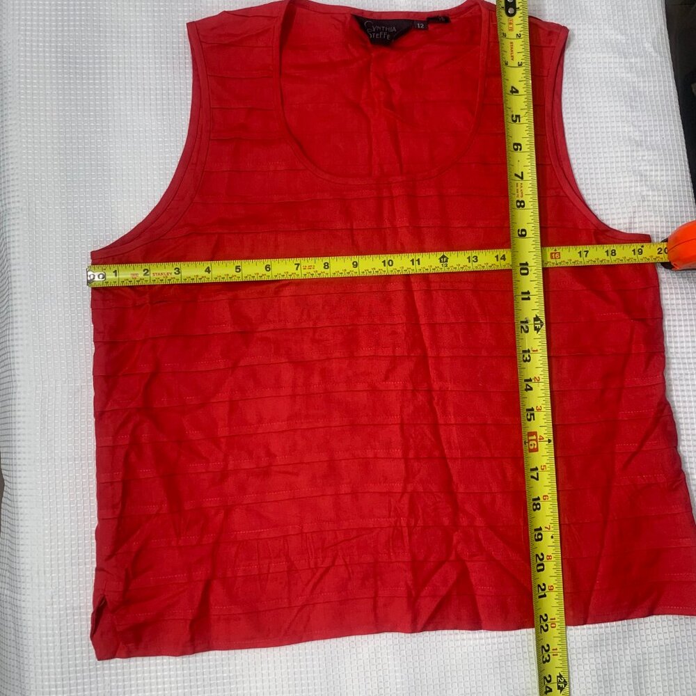 (E-133)Cynthia Steffe Women’s Red Sleeveless Blouse Size 12 Elegant Casual Top - Picture 7 of 7
